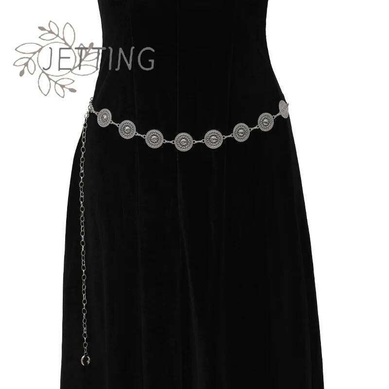 Hot Gold Adjustable Buckle Long Waist Belt Dress Body Chain Fashion For Women Vintage Openwork Metal X260209