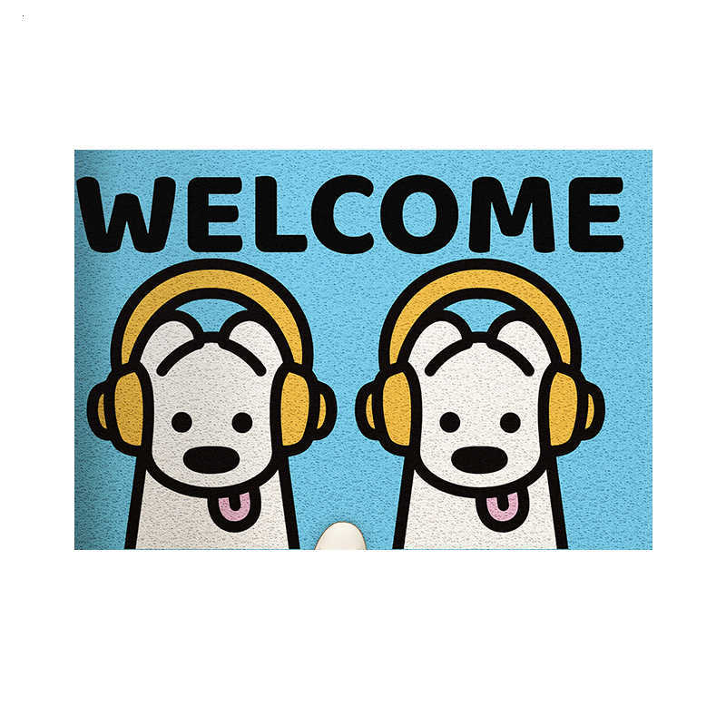 Cartoon simple drawing entrance door mat PVC non-slip doormat can be cut to size wear-resistant dirt-trapping silk loop mat S260207