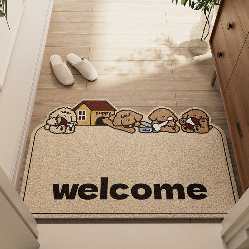 Entrance Door Mat Foyer Entrance Dust Removal Mat Cartoon Wear-resistant Cuttable Silk Loop Mat Non-slip Mat S260207