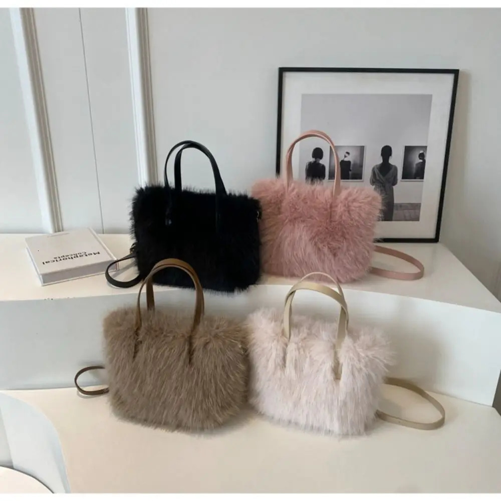 Fashion Faux Fur Ladies Shoulder Bag Soft Fluffy Female Crossbody Handbag Square Tote for Women 260208