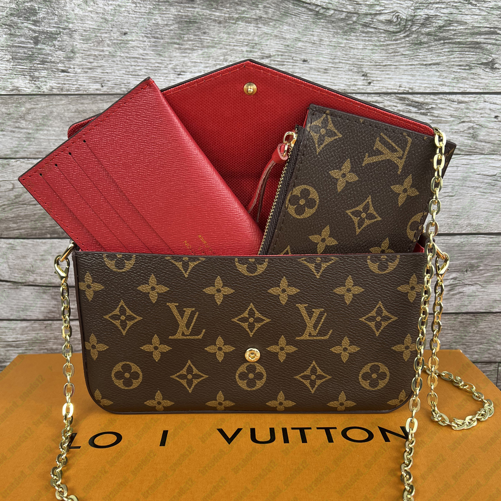 Well-Known Brand Designer Bags Fashion Chain Genuine Leather Embossed Crossbody Old Flower Chain Handbags Luxury bag Letters Stripe Armpit Bag Designer Purse