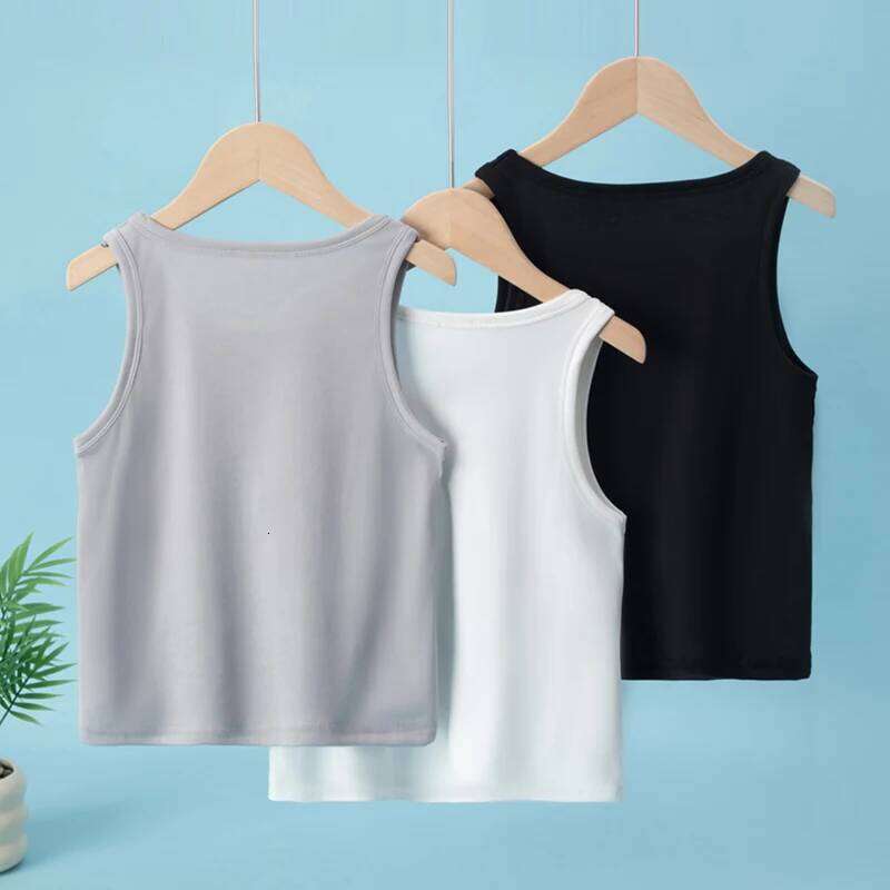 3-Pcs Children's Solid Color Classic Combination Vest Boy Casual Sports Bottoming Shirt Girl Soft And Comfortable Joker T-shirt 26Y0209
