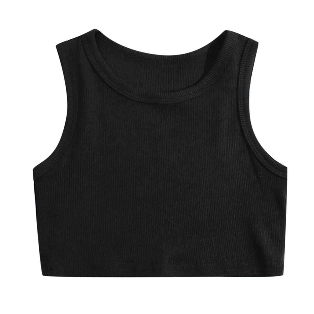 Toddler Kid Girls Tank Tops Racer Crop Sleeveless Sports Casual Solid Dance Top For Ballet Gymnastics Dancewear 26Y0209