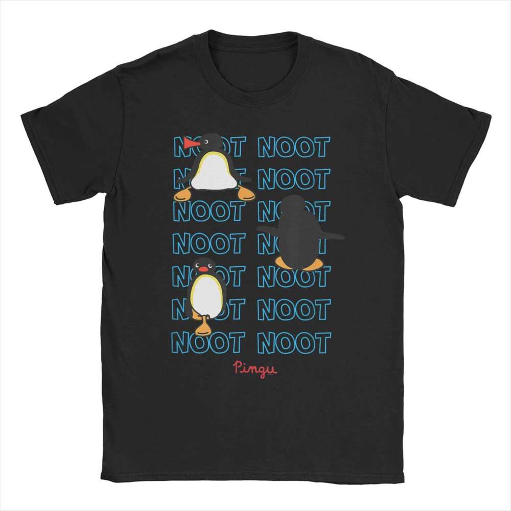 Crazy Noot Pingu T-Shirts for Men Women Round Collar Pure Cotton T Shirts Penguin Cartoon Short Sleeve Tees Party Clothes X260209