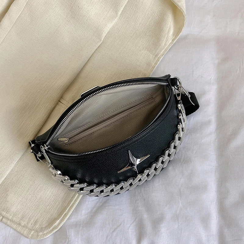 Waist Bag Fashion Chest Bag Women chain handbag Leather Fanny pack Casual travel Female Shoulder Crossbody Bag Phone Purse 260130