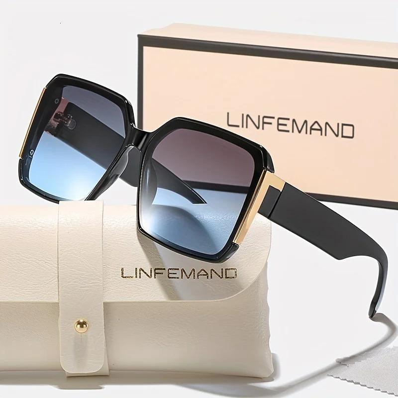 LINFEMAND Fashion Large Frame Decoration Glasses for Women UV400 Sunglasses Set Summer Dance Party Holiday Gift 260206