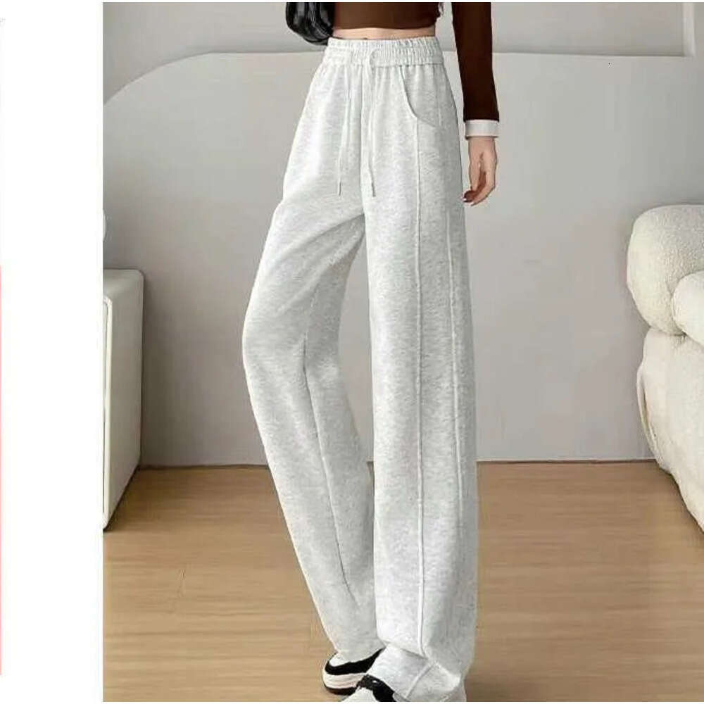 Womens Pants Extended Tall White Gray Sweatpants Women Spring Autumn Banana Plus Velvet Wideleg Winter Casual S905 H260209