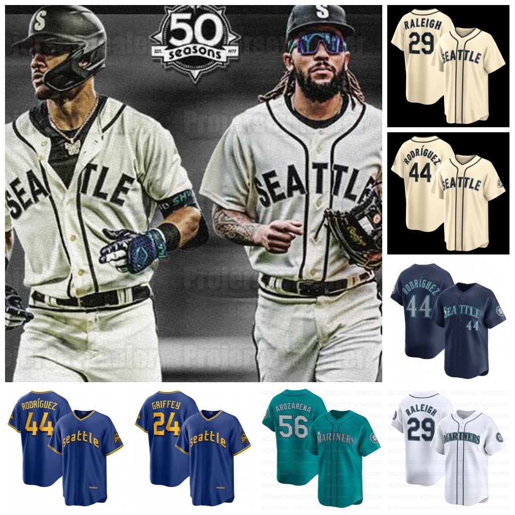 29 Cal Raleigh Mariners Randy Arozarena 2026 50th Steelheads Jerseys Josh Naylor J.P. Crawford Julio Rodriguez Ken Griffey Jr. Rowdy Tellez Mitch Garver