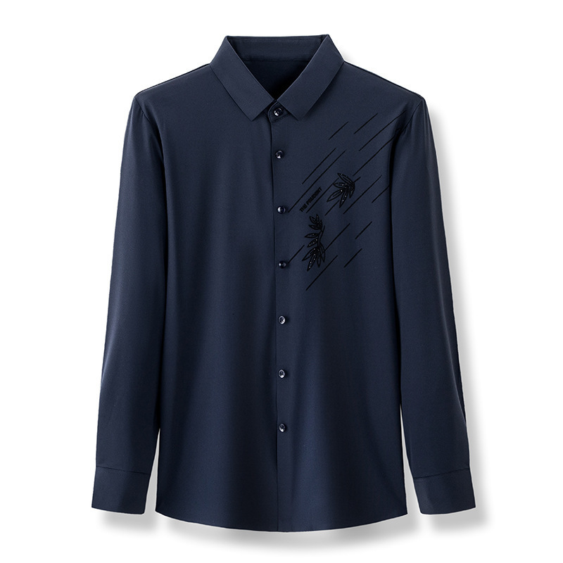 Douyin Winter Thickened One-piece Fleece Embroidered Shirt for Men High-end Mens Long-sleeve Business Shirt Mens Clothing 210527w