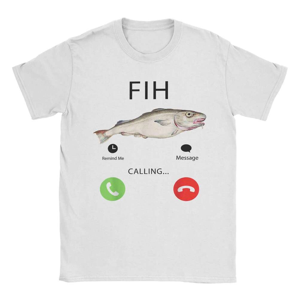 Calling Funny Misspelled Fish Meme Message Fih T-Shirts for Men 100% Cotton Tees O Neck Short Sleeve T Shirts Clothing X260209