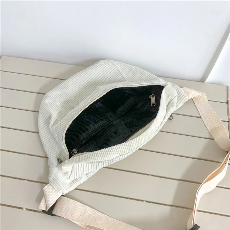 Fashion Corduroy Waist Bag Casual Lady Waist packs Phone Pack Large capacity Unisex Crossbody Chest Bags Street Hip hop Belt Bag 260130