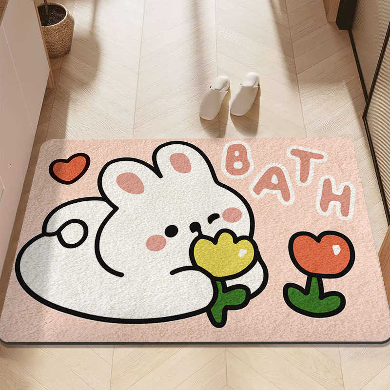 Cartoon Series Entrance Door Mat Dust-Removal and Anti-Abrasion Crystal Velvet Floor Mat for Living Room Hallway and Entryway S260207