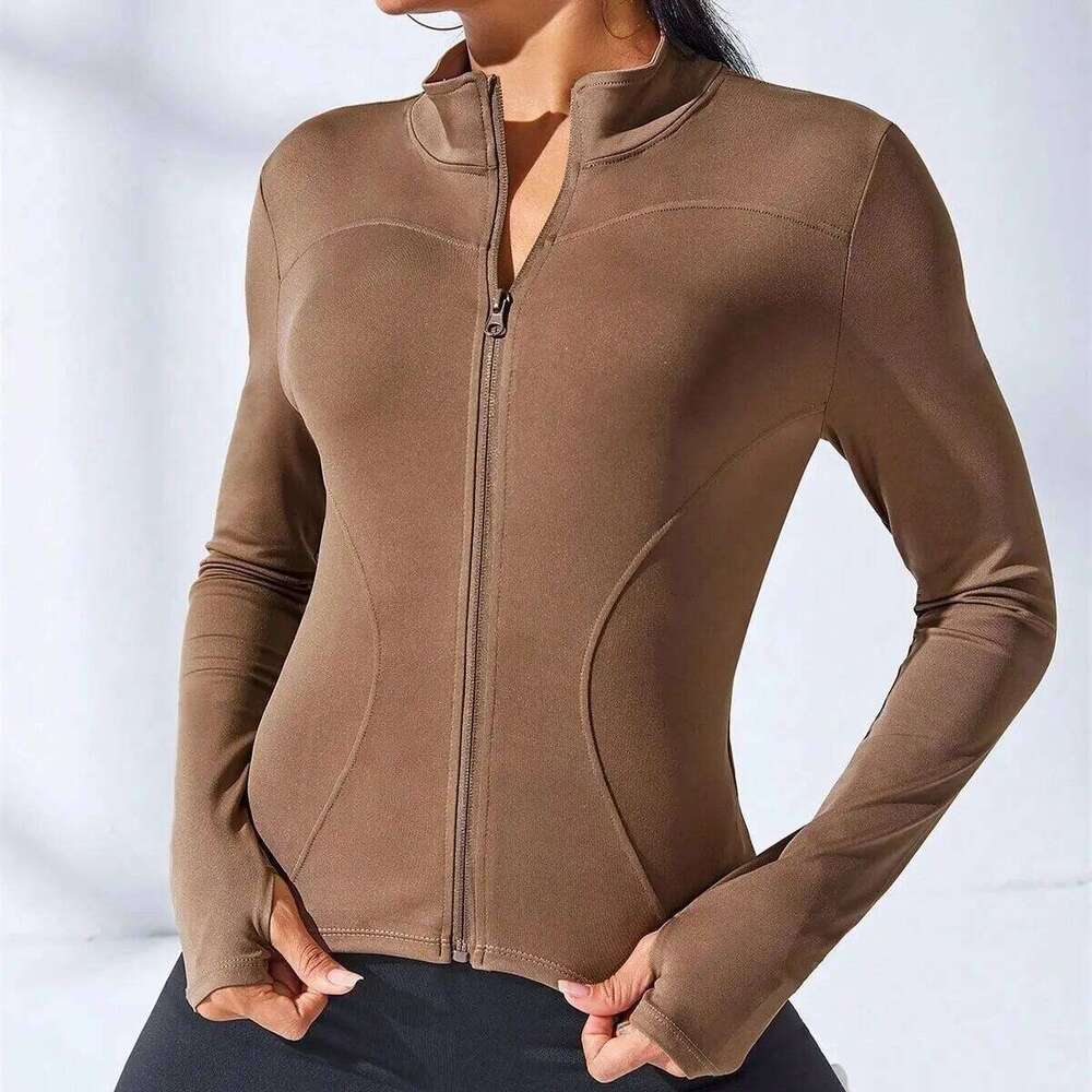 2024 New Coat Short Sports WOMEN'S Fitness Clothes Slimming Body Sculpting Zipper Yoga 26Y0208
