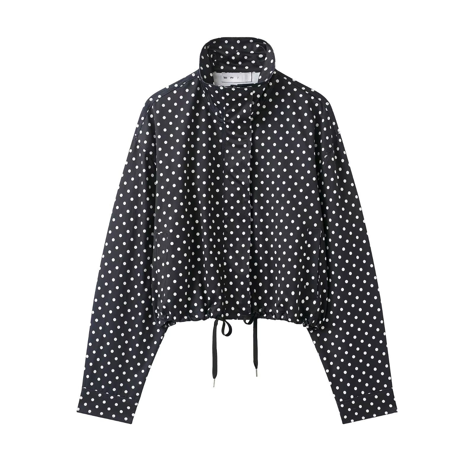 2026 Spring New European and American Style Women's Stand up Collar Polka Dot Bubble Yarn Fashion Trend Jacket Pilot Style Coat Women's Coat