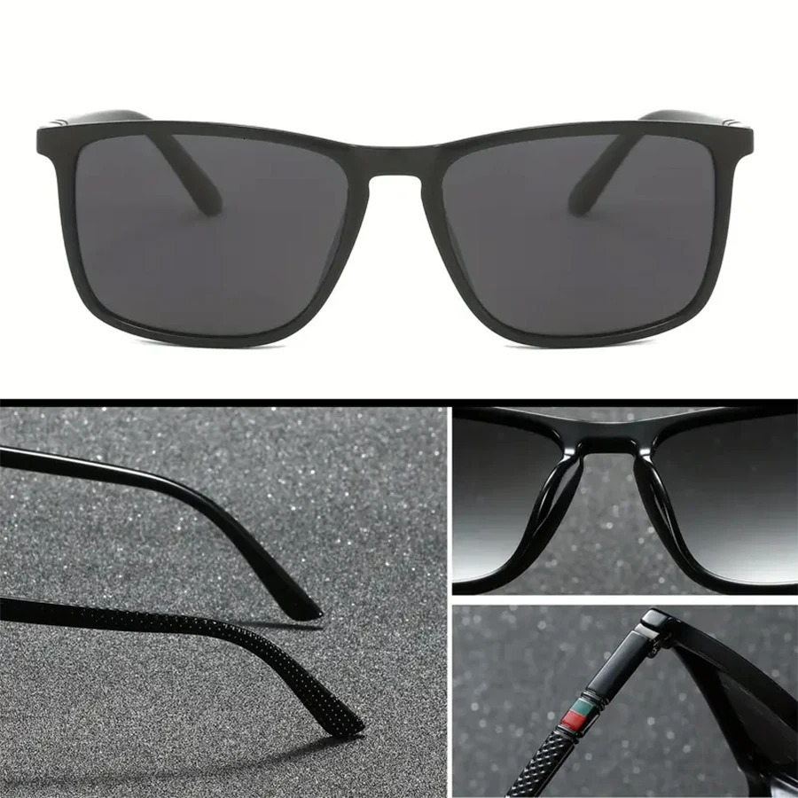 Classic Square Mens Sunglasses Comfortable Lightweight Black Frame Glasses Ideal for Travel Pography Gifts 260128