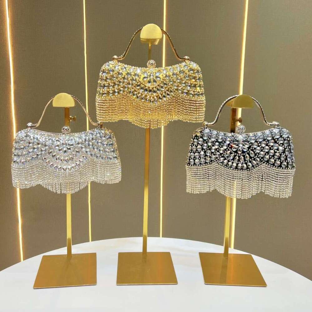 New Diamond-Studded Clutch With Tassel For Wear, Birthday, Wedding, Banquet, Single Shoulder, Crossbody, Evening Bag