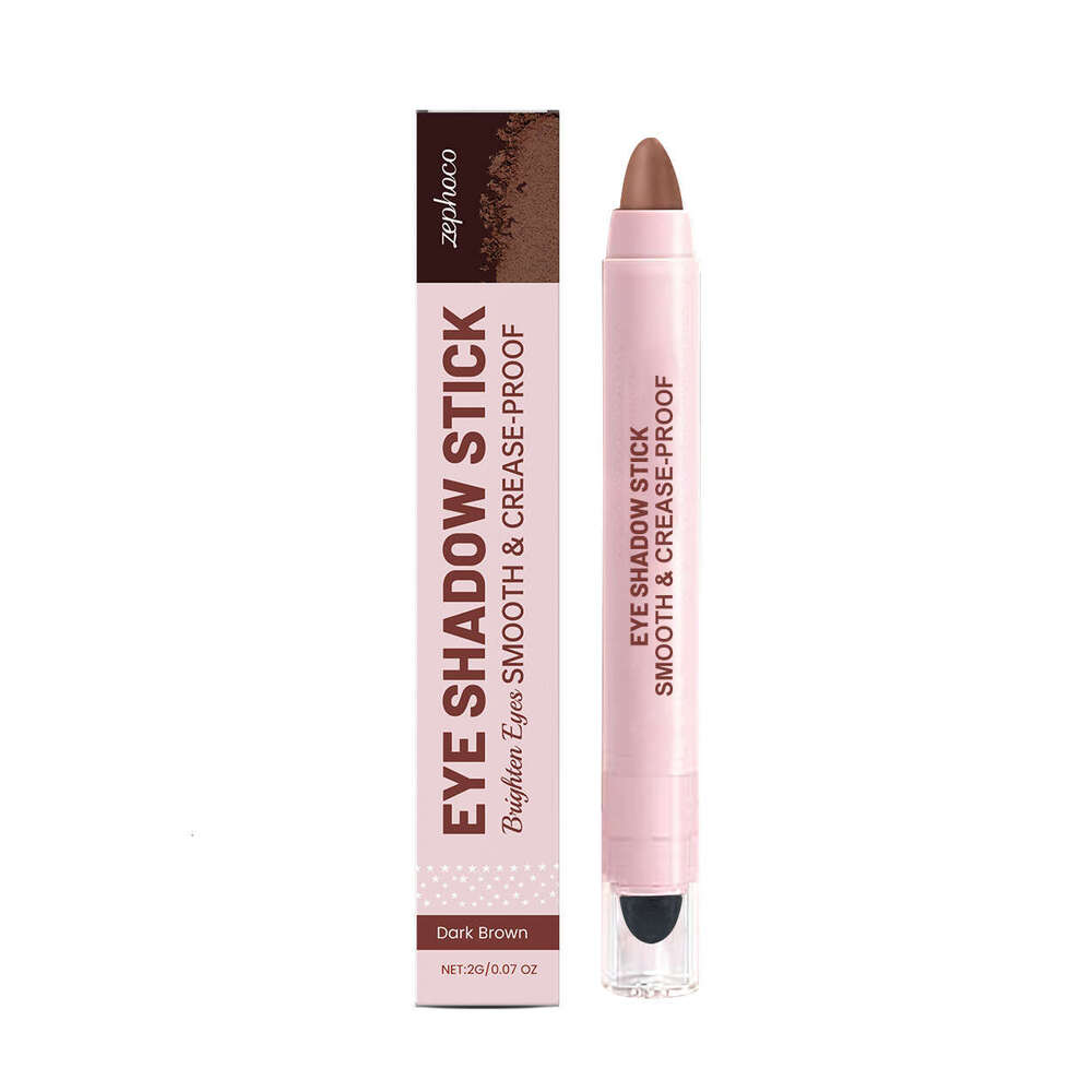 zephoco Shiny Cream Dark Brown Natural Color Glossy Easy to Apply Daily Eyeshadow Stick