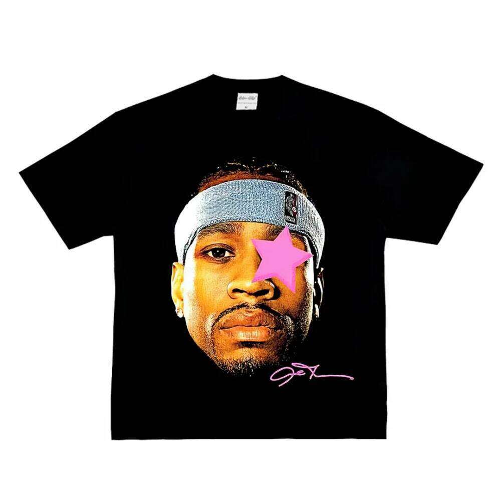Fashion Men Women's T-shirt Basketball Star American Big Head Print Short Sleeve Cotton T-Shirt Loose Street Wear Tops Clothing X260209