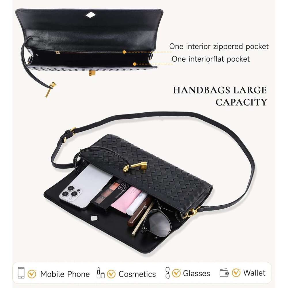 Trendy Woven Women Underarm Handbag Cute Satchels Crossbody Purse PU Wallet For Women Formal Satchel Leather Evening Bag Shoulder Handbag