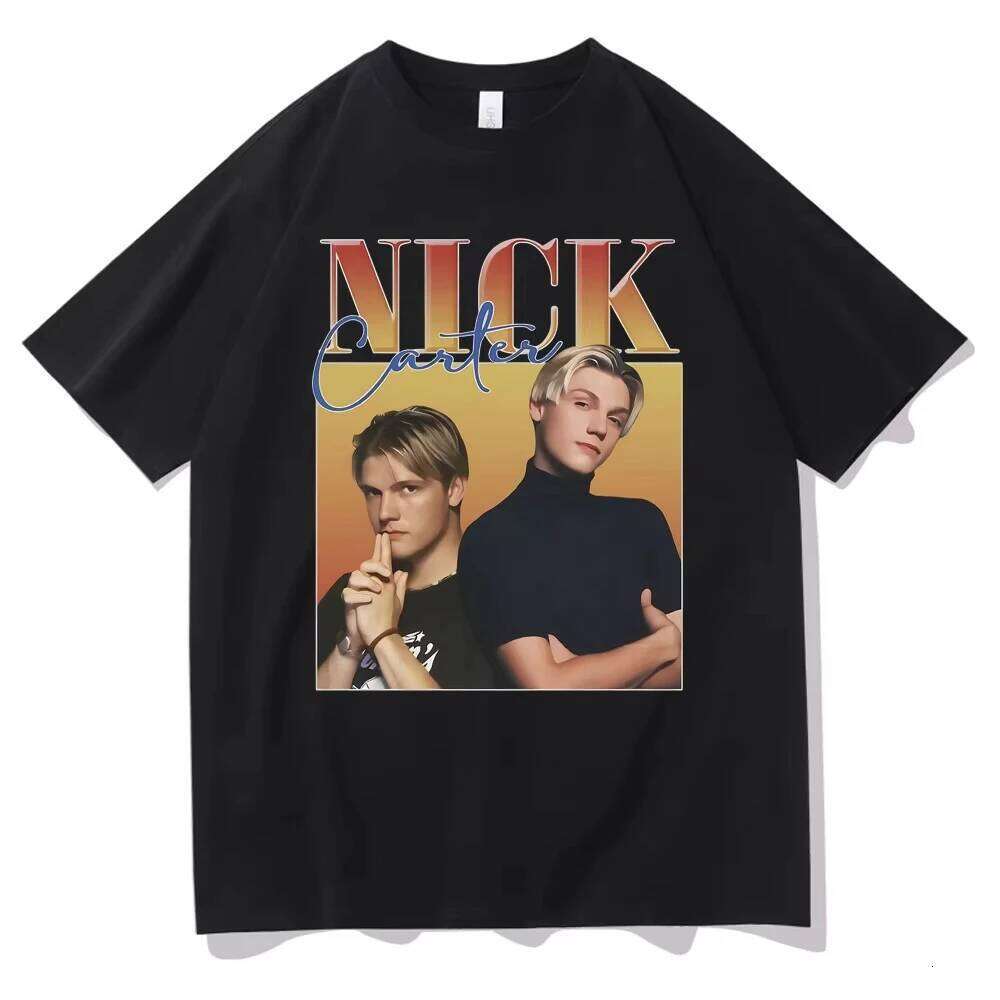 Rock Band Backstreet Boys Nick Carter Print T-shirt Male Vintage T Shirts Cotton Tees Men's Women Hip Hop Oversized Tshirt X260209