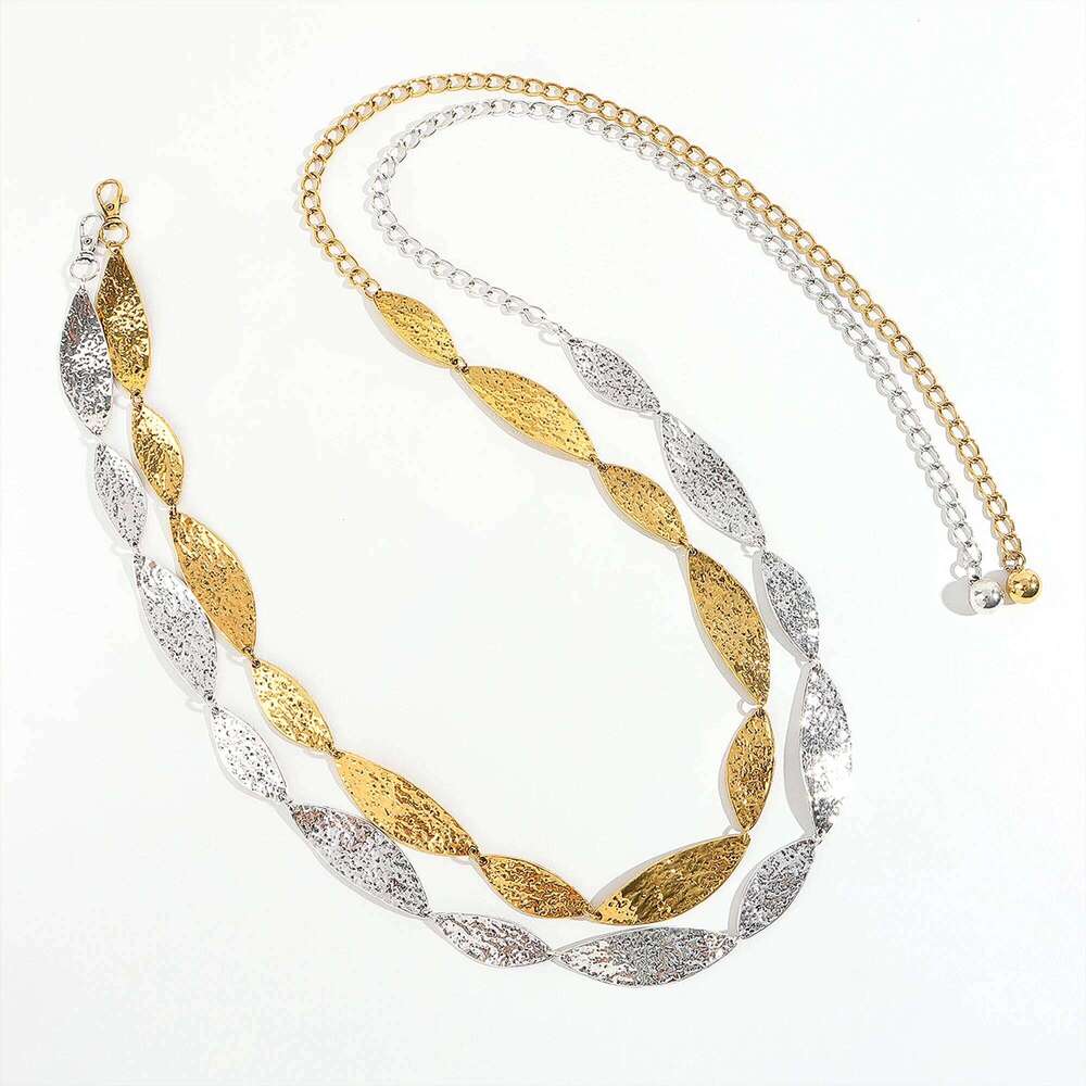 New metallic leaf waist accessory dress sub fashion belt women chain one outfit X260209