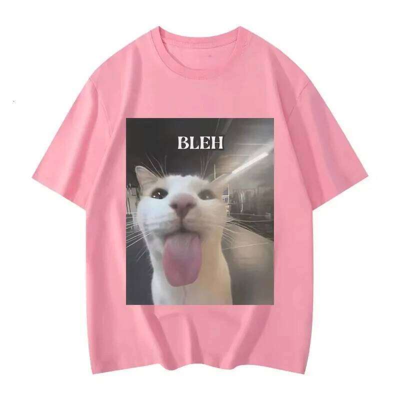 Bleh Funny Cat Meme Graphic Printed T Shirts Unisex Fashion Trend T-shirts Summer Casual Short Sleeve Clothing X260209