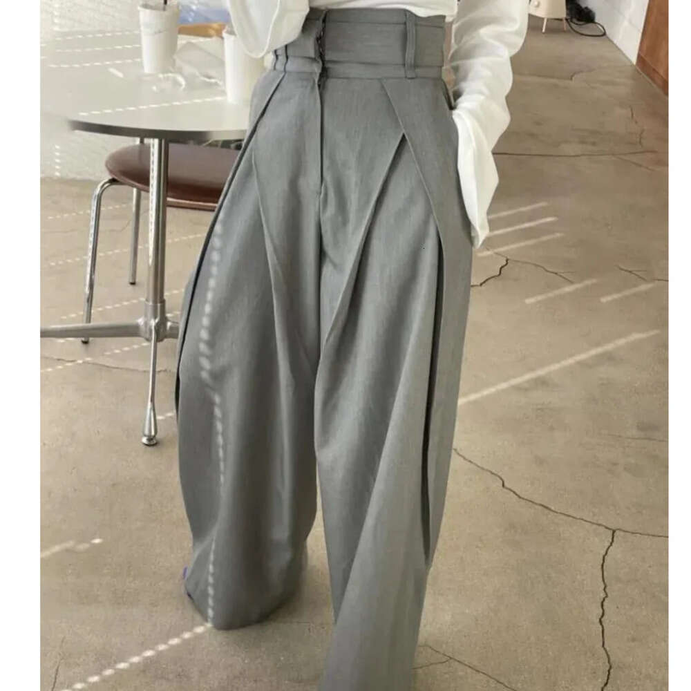 BJTZ n Sense niche 3D waist slimming wide leg hem womens casual pants spring HL106 0913 H260209