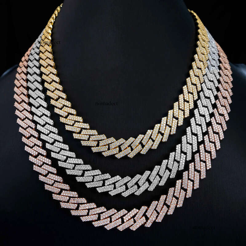 10mm Full Moissanite Inlay S Sier Dia Cuban Chain Trendy Brand Necklace Accessories Free delivery 45
