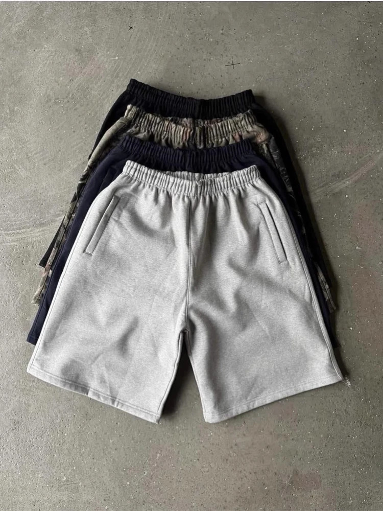 Mens casual sports shorts denim double toe casual shorts jogging goals fitness exercise summer 260208
