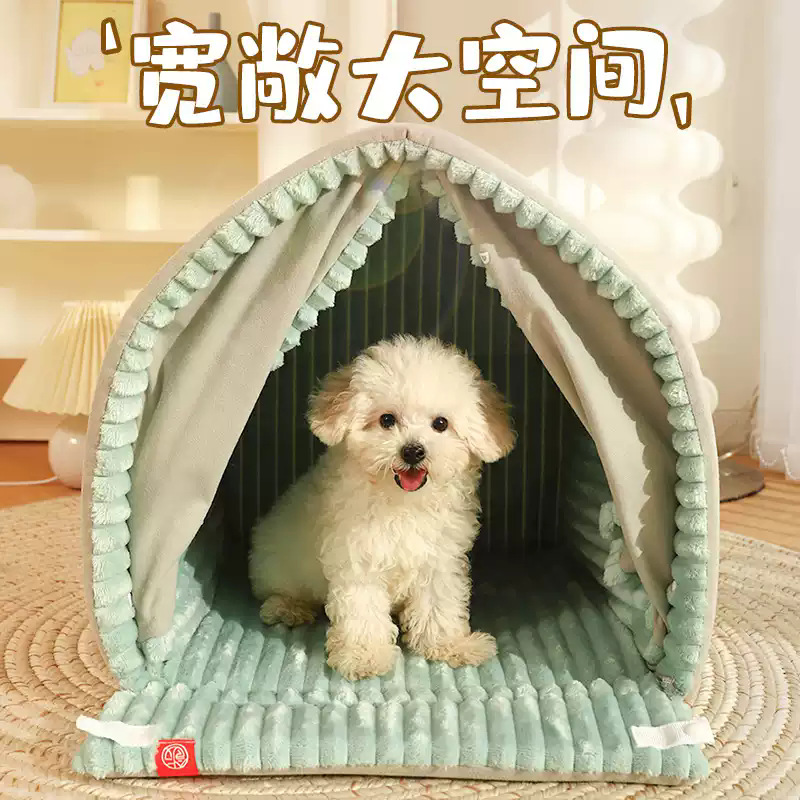 Winter warm small dog kennel enclosed pet dog house winter dog bed cat tent Small pet winter winter closed warm house cleaning cat dog four seasons un