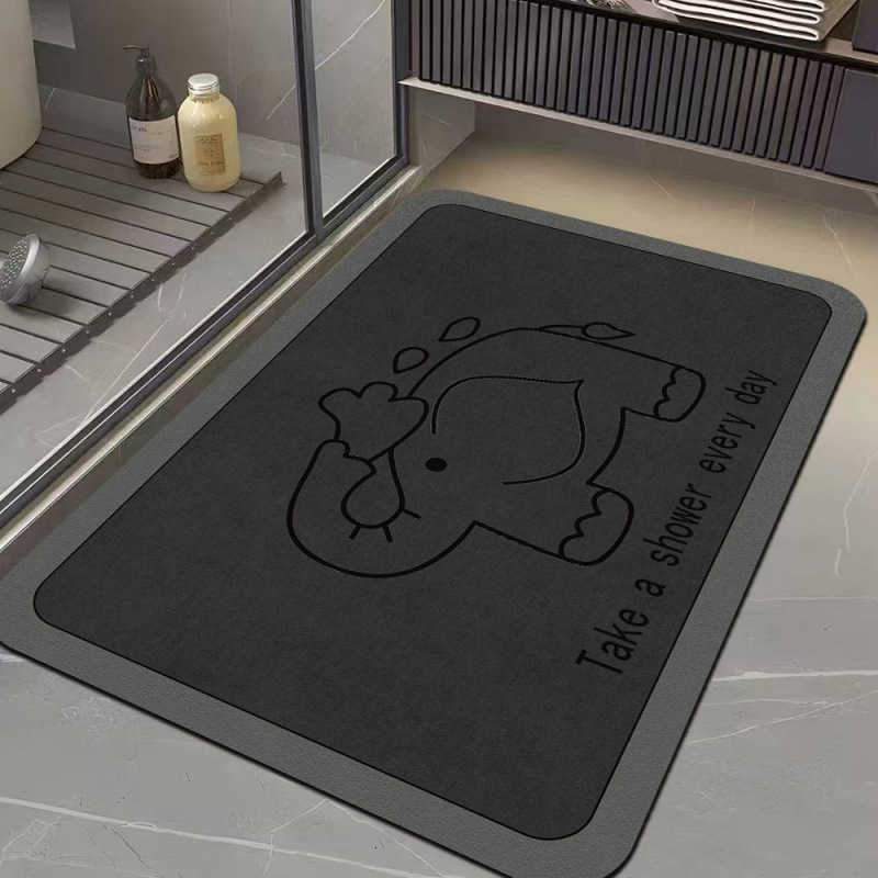 Bathroom floor mat gray door mat water-absorbent non-slip quick-drying dirt-resistant mat for bathroom entrance home use soft diatomite mat S260207