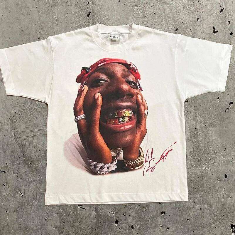 Short Sleeved Round Neck Y2k Tshirt Men Clothing New in Top & Tees Mens T-Shirt Europe and The United States Portrait Printed X260209
