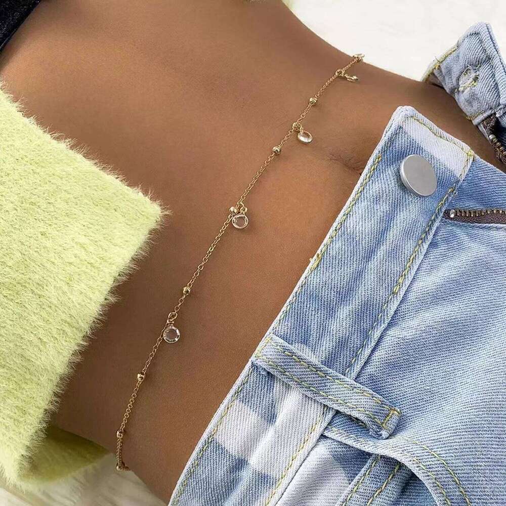 Trendy Minimalism Belly Chains for Waist Sexy Women Body Chain Jewelry Vintage Shiny Crystal Beach Vacation Accessories X260209