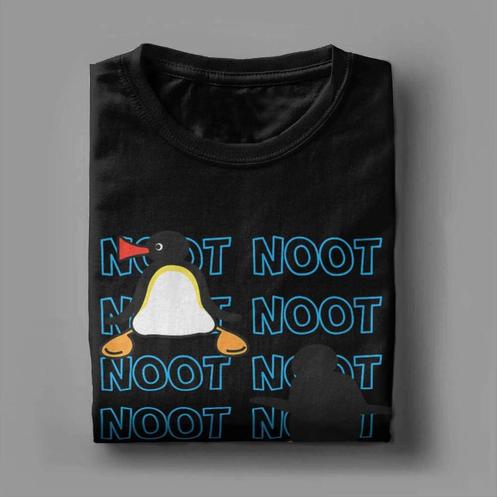 Crazy Noot Pingu T-Shirts for Men Women Round Collar Pure Cotton T Shirts Penguin Cartoon Short Sleeve Tees Party Clothes X260209