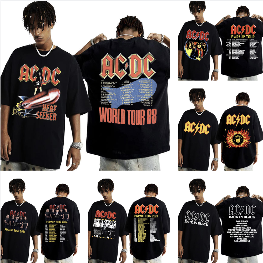 Men's T Shirts ACDC Pwr Up World Tour 2025 Shirt Men Women Summer Streetwear Brand T-shirt Short Sleeve Hip Hop Tees Clothing