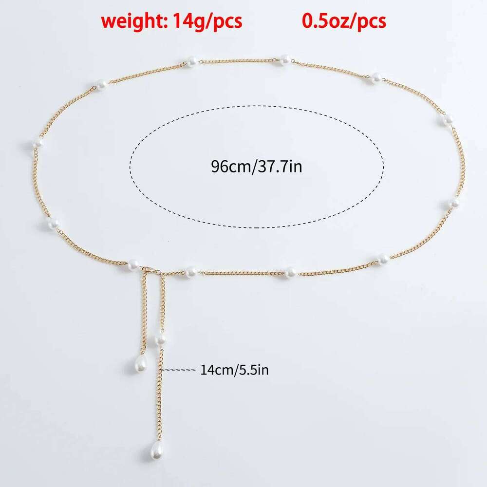 European American Fashion Trendy Minimalist Faux Pearl Waist For Women Personalized Elegant Versatile Body Chain Jewelry X260209