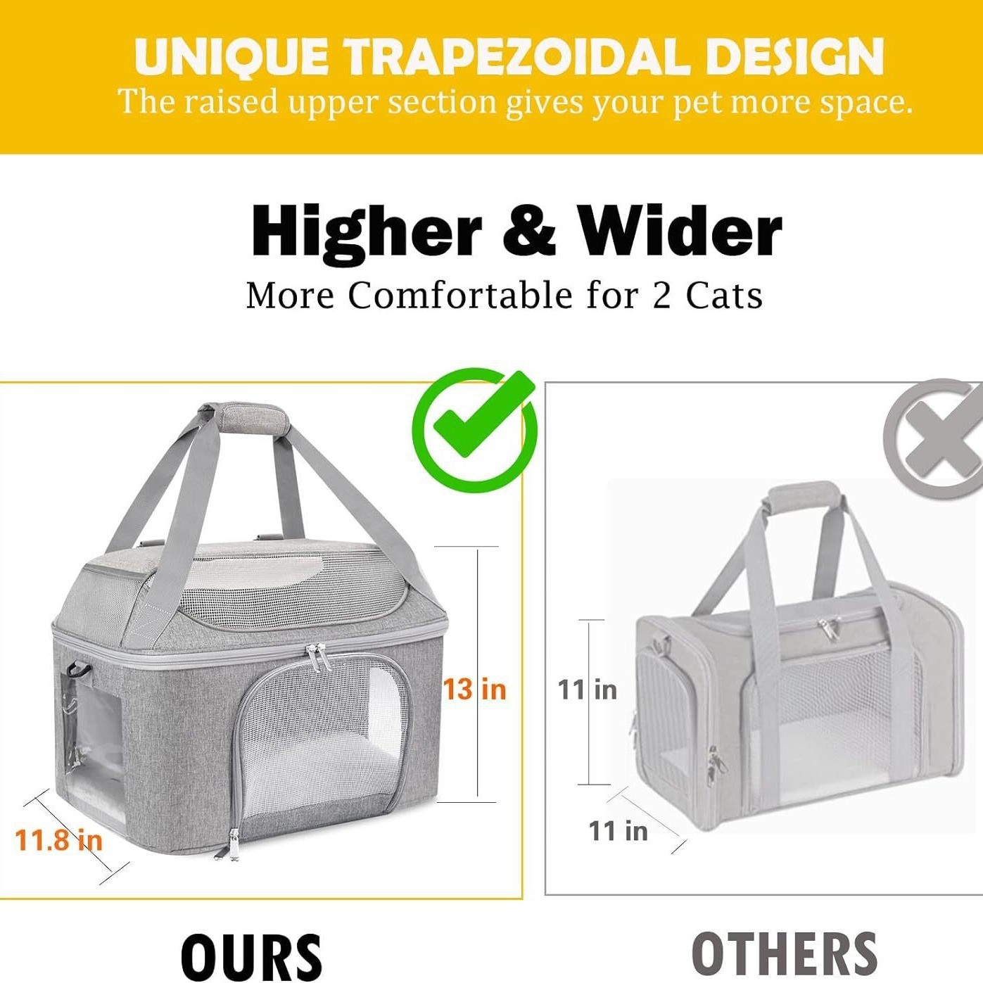 Soft side pet carrier for large cat carrier, suitable for foldable travel small dog carrier, airline approved cat carrier