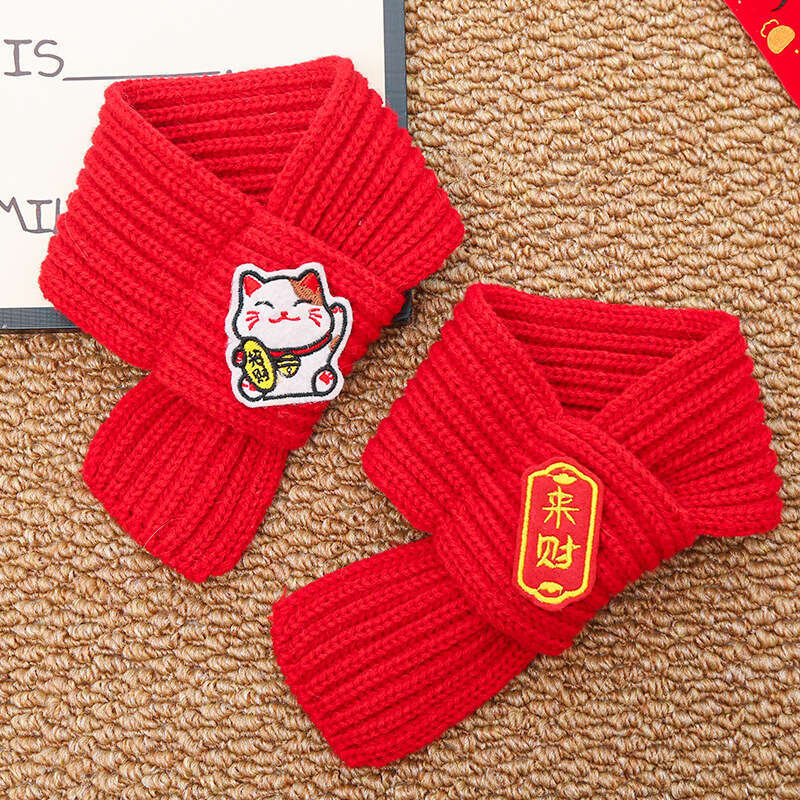 New Year Gift For Furry Friends Cat Dog Pet Neck Warmer Knitted Warm Festive Good Meaning Scarf clothes size 42cm*7cm