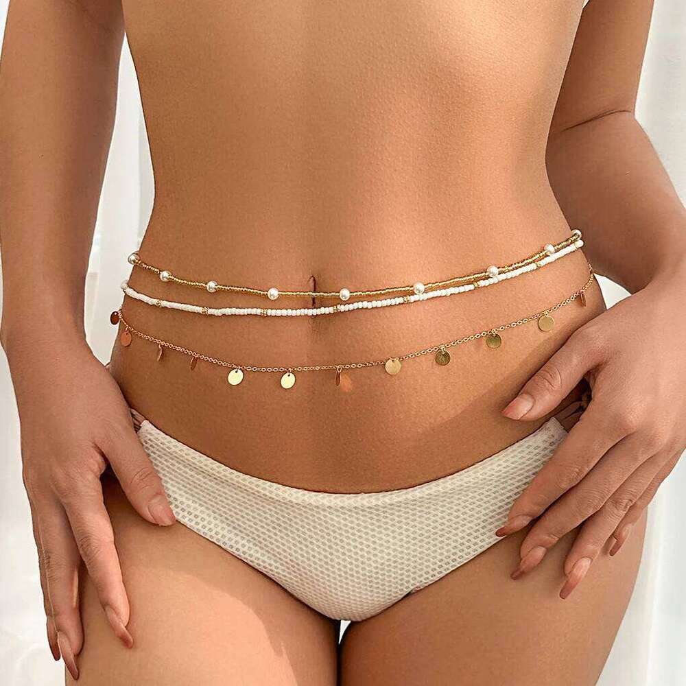 3Pcs/Set Boho Sequin Pendant Elastic Seed Beads Waist Belly Belt Chains Women Summer Bikini Aesthetic Body Jewelry Accessories X260209