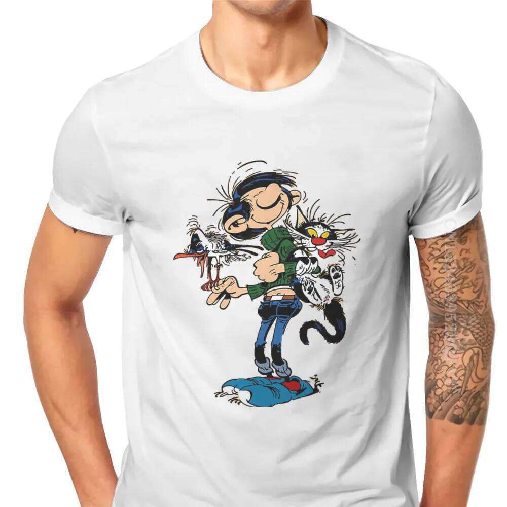Gaston Lagaffe Cotton TShirts The Twins Of Gambler Personalize Homme Men T Shirts Funny Tshirt Clothing Oversized X260209