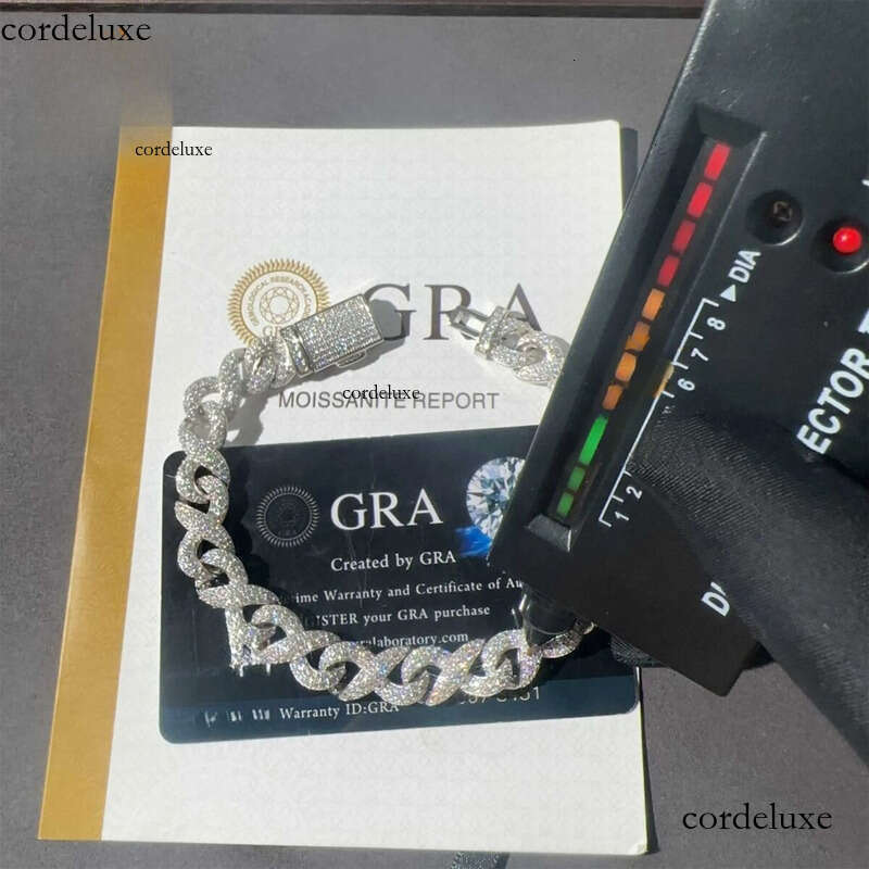 New Arrivals 10mm Width Solid Sier Iced Out Hip Hop Jewelry VVS1Moissanite Dia Franco Cuban Link Infinity Bracelet Men 65