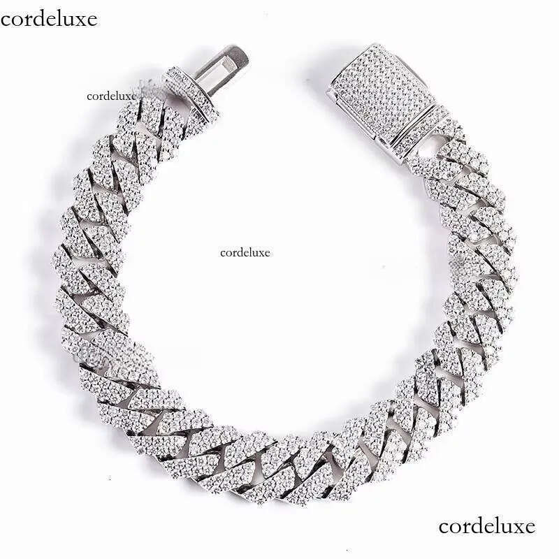 8MM Full Moissanite Chain Bracelet for Men Women Certified 100% Sterling Sier Hip Hop Cuban Link Male Jewelry Gift 5b