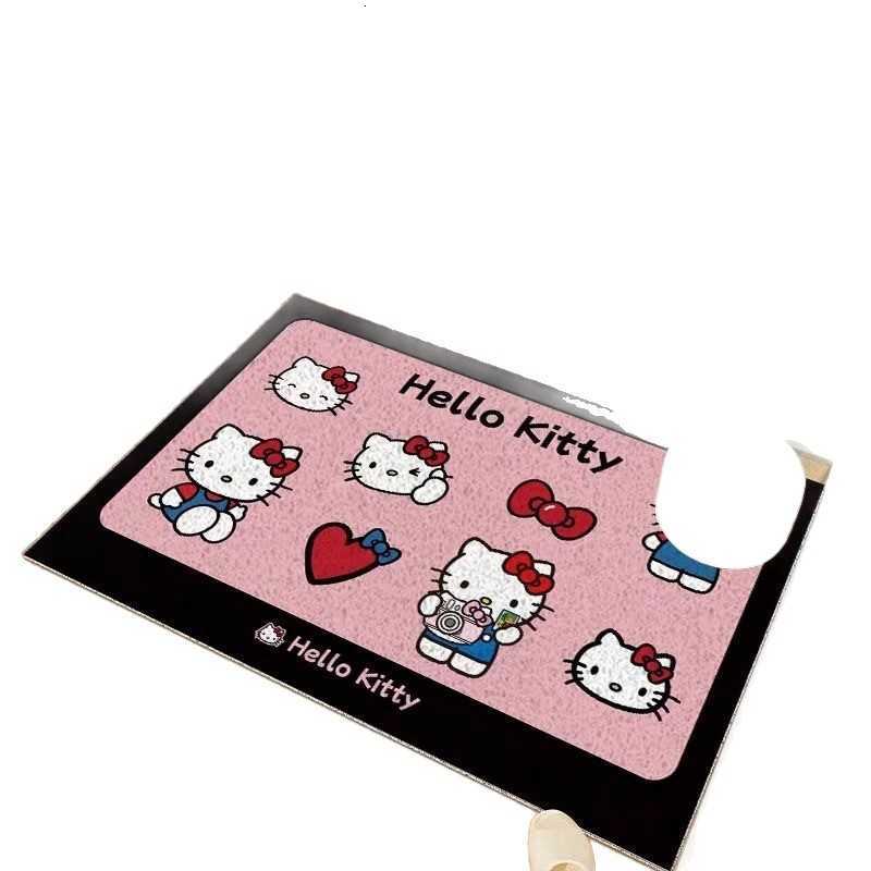 Hello Kitty entrance door silk loop mat cartoon anti-slip door mat dirt-resistant and dust-collecting foot mat S260207