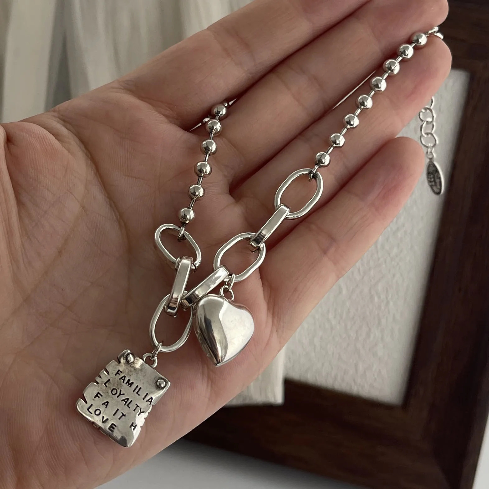 925 Sterling Silver Bracelets for Women Men String Accessories Trend Vintage Heart Vintage Pendant Party Jewelry Gift 260128