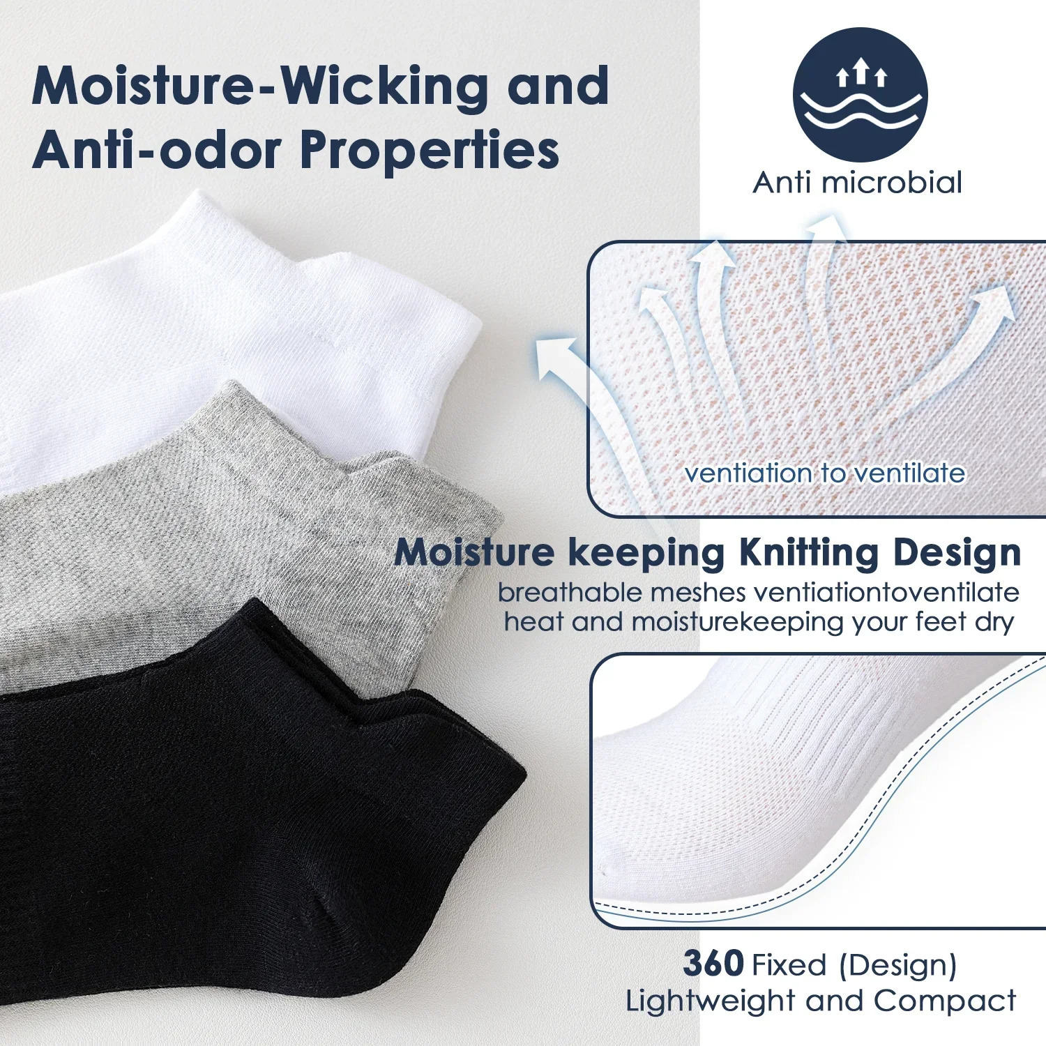 6 Pairs Ankle Socks Womens and Mens Couple Student Cotton Ear Plus Size Mesh Athletic Sports Running Solid Color Boat Socks 260207