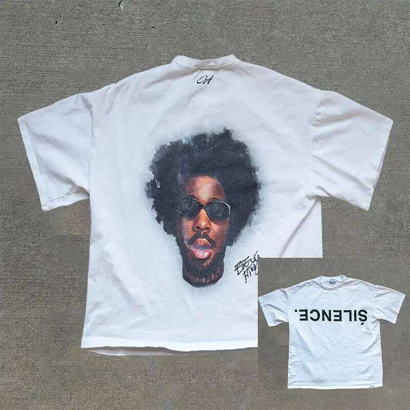 Y2k New Cotton T-shirt Men's and Women's Portrait Printed Harajuku Hip-hop Rock Street Fashion Couple Oversized TShirt X260209