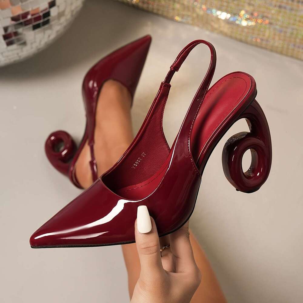 New Fashion Spring Summer High Heels For Women Unique Heel Dign Comfortable Open Toe Flat With Pointed Toe And Open Back Stylish Women S Sandals Women