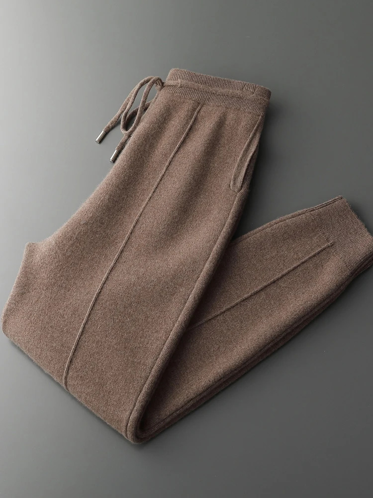 Mens Cashmere Pants Smart Casual Pencil Pants Autumn Winter Thick Soft Warm Trousers 100 Merino Wool Knit Pants Korean Style 260208