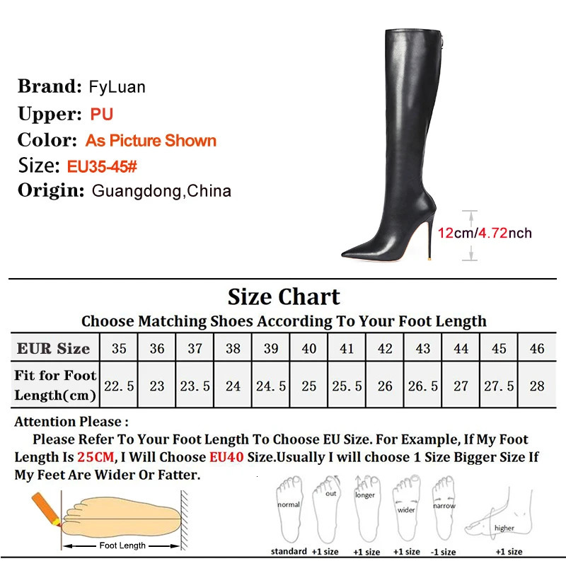 Black Pointed Boots For Woman 12CM Stiletto Fashion Women Party Winter Shoes Plus Size 43 44 45 Back Zipper Midcalf 260208