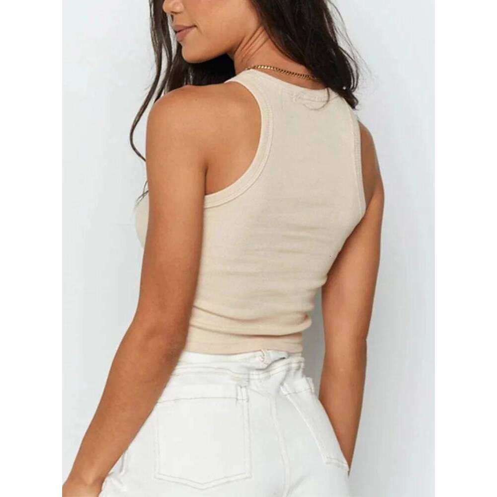 Ribbed Tank White Summer Casual Fitness Short Vest Candy Colors Knitted Off Shoulder Sexy Crop Top Women 26Y0209